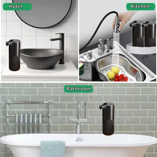 Vista 6 de Dispensador Automático de Jabón, Dispensador de Jabón Espumoso Sin Contacto para Baño, Dispensador Eléctrico Ajustable para Manos y Platos
