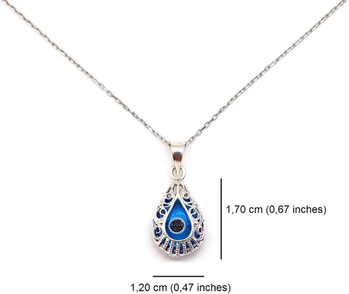 Vista 2 de Mystic Jewels - Colgante de plata de ley 925 con forma de gota de cristal con cadena de plata (forma de ojo)