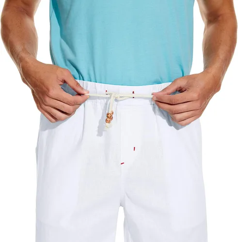 Vista 3 de Boisouey - Pantalones cortos de verano para hombre de lino estilo informal
