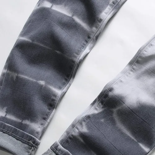 Vista 6 de ZEESEN Jeans rasgados para hombre, ajustados, ajuste regular, pierna cónica, desgastados, pantalones de mezclilla para hombre con agujero