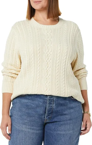 Vista 4 de Tienda Essentials - Suéter de manga larga con cuello redondo para mujer, de punto trenzado, (disponible en talla extragrande)