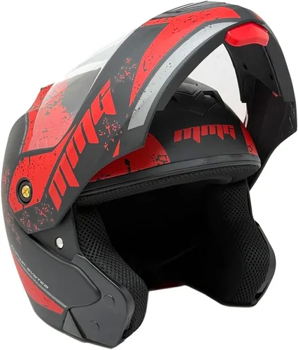 Vista 3 de MMG Casco modular de cara completa para motocicleta para adultos, modelo 34 con visera abatible