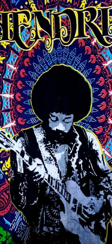Vista 4 de ICC - Póster de guitarra Jimi Hendrix para colgar en la pared, tapices Trippy de 30 x 40 pulgadas, tapiz musical de leyenda del rock Jimmy