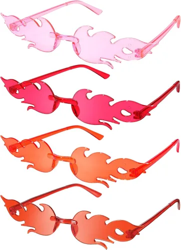 Vista 8 de EBOOT 4/8 Pairs Flame Glasses Rimless Sunglasses Azul