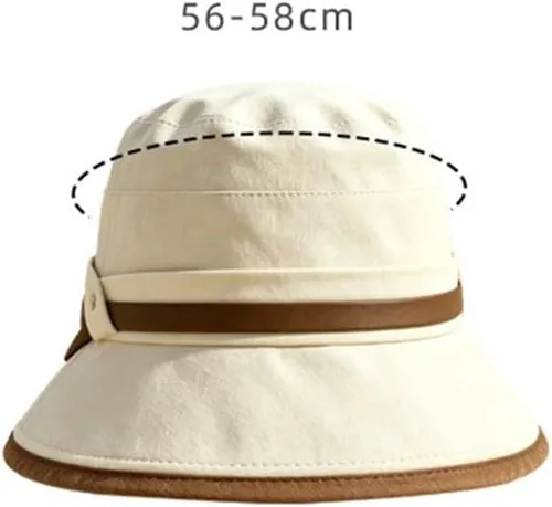 Vista 6 de Foldable Women's Sun Hat with Wide Brim, Adjustable Bucket in Breathable Polyester, UV Protection Fisherman Cap Mz2923 Beige