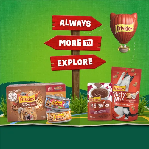 Vista 9 de Purina Friskies - Remolinos de salsa con sabores de pollo, salmón y salsa, comida seca para gatos, bolsa de 3.15 libras