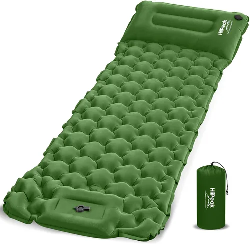 Vista 12 de HiiPeak Almohadilla de dormir para camping, alfombrilla de camping superior de gamuza con almohada, bomba de pie incorporada, almohadillas inflables