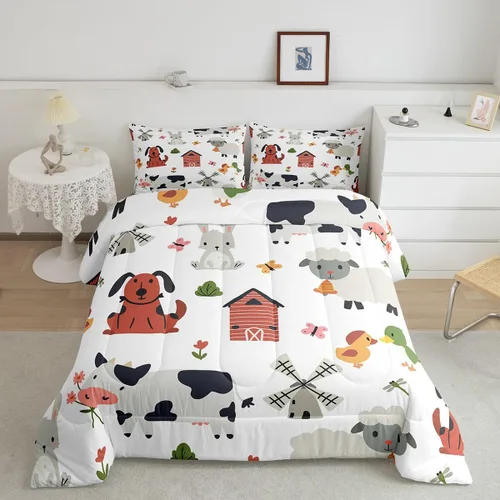 Vista 19 de Feelyou Juego de edredón de dibujos animados de gatos, juego de edredón de gatitos y flores, para niños, niñas, adolescentes, mascotas, gatos, juego