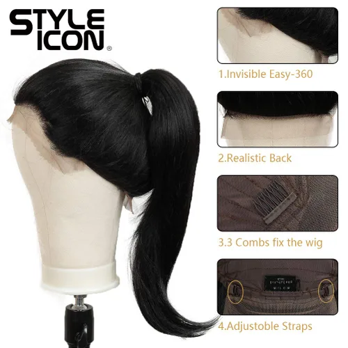 Vista 2 de Style Icon Easy-360 pelucas de encaje de 26”, encaje en la parte frontal; pelucas Ombre peluca sintética.