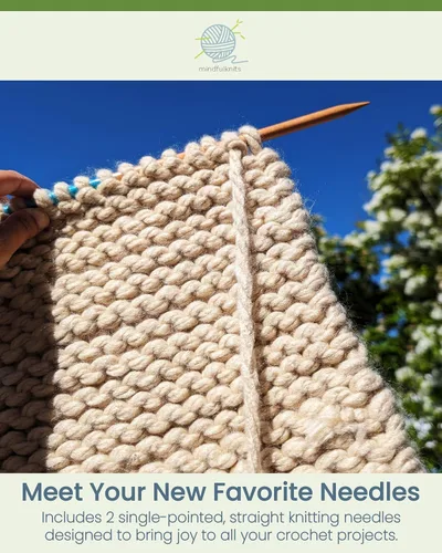 Vista 3 de mindfulknits Agujas de tejer de madera de haya rectas de primera calidad, tamaño 4 de EE. UU., 0.138 in - 13.8 in de longitud, juego de agujas