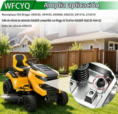 Vista 5 de Retén de válvula compatible con Briggs & Stratton 690968 499236 494435 690235 (paquete de 4)