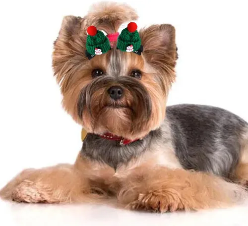Vista 7 de 10 pinzas para el pelo para perros, accesorios de Navidad para mascotas, horquilla para el pelo de Navidad para mascotas, accesorios para el cabello
