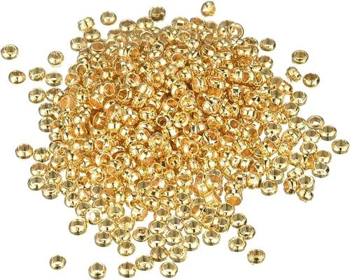 Vista 34 de uxcell 1000 cuentas redondas de engarzado, cuentas espaciadoras de extremo de crimpado de 0.079 pulgadas, pequeños tapones para hacer pulseras