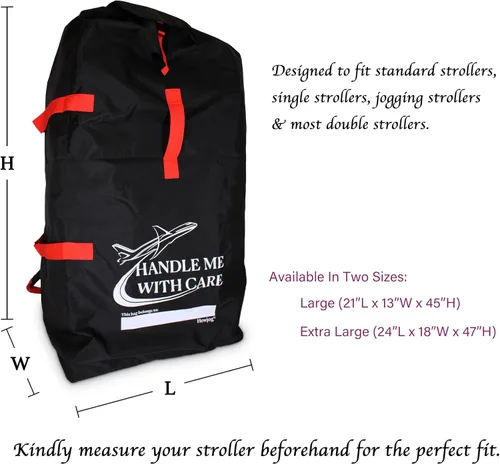 Vista 2 de Bolsa de viaje grande para cochecito de avión, para cochecitos individuales estándar y dobles, funda acolchada resistente al agua para cochecito