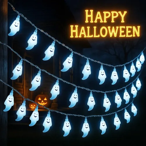 Vista 11 de Guirnalda de luces de Halloween de 10 pies, 20 luces LED, funciona con pilas, para decoración de fiesta de Halloween