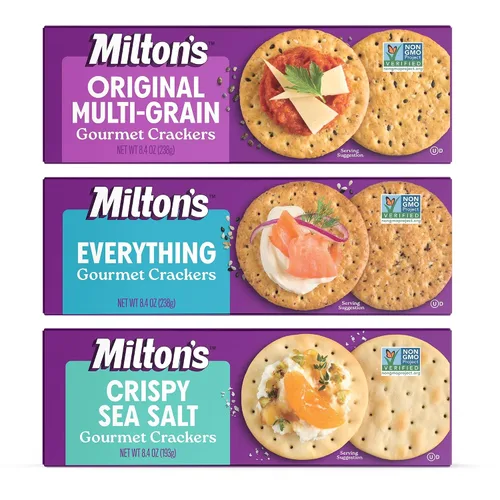 Vista 8 de Milton's Gourmet Crackers, Original Multi-Grain – Proyecto verificado sin OMG, ingredientes naturales, Kosher, ideal para tablas de embutidos – 8.4