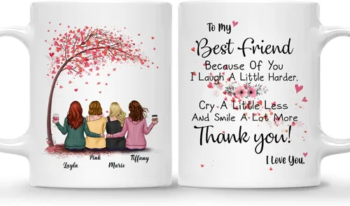 Vista 26 de Gossby - Taza de café personalizada para mujer, 2 unidades, con nombres personalizados Taza personalizada para dos mujeres, taza de café