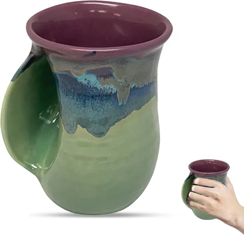 Vista 46 de Clay in Motion - Taza calentadora de manos para diestros, diseño Ocean Tide Marea del Océano
