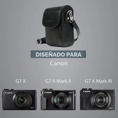 Vista 5 de MegaGear MG766 Funda de piel para cámara con correa compatible con Canon PowerShot G7 X Mark III, G7 X Mark II, G7 X - Negro