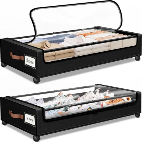 Vista 16 de SpaceHacks Almacenamiento Debajo de la Cama con Ruedas 1 Paquete Almacenamiento Debajo de la Cama con Ventana Transparente y Etiqueta Cajones Debajo