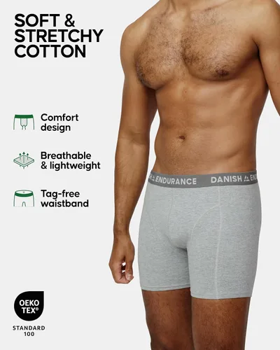 Vista 2 de DANISH ENDURANCE Calzoncillos tipo bóxer de algodón suave, ropa interior elástica para hombres, paquete de 6 o 10