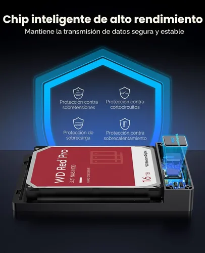 Vista 3 de ORICO Caja para disco duro externo de 3.5 pulgadas, SATA III a USB 3.1 tipo C para HDD, instalación sin herramientas, compatible con UASP