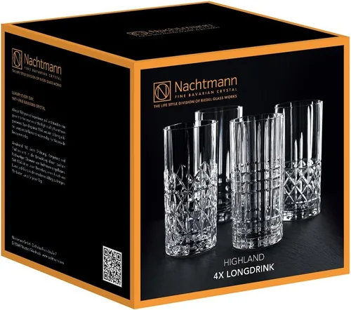 Vista 9 de Nachtmann Highland Collection Crystal - Vasos de bebida de 6 pulgadas de largo, con diferentes patrones de vidrio, para cócteles o bebidas sin
