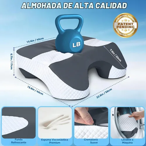 Vista 2 de Almohada para dormir lateral con orificios para los brazos, sistema de Gris