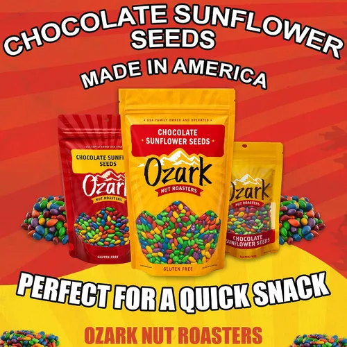 Vista 4 de OZARK NUT ROASTERS: Semillas de girasol de chocolate, aperitivos cubiertos de chocolate, semillas de girasol confitadas gourmet de clase mundial