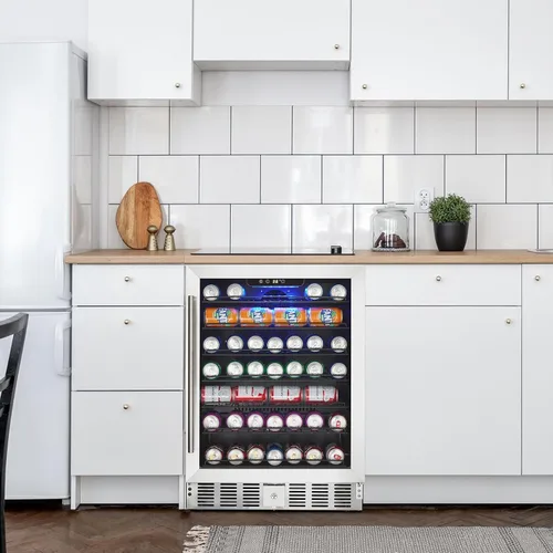 Vista 6 de Towallmark Refrigerador de bebidas, refrigerador de bebidas de 5.1 pies cúbicos Capacidad de 166 latas, enfriador de bebidas pequeño con compresor