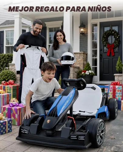 Vista 9 de Go Kart eléctrico de 24 V para niños, con licencia Porsche Drift Azul