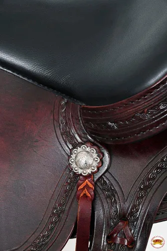 Vista 8 de HILASON Western Horse Gaited Flex Trail Sillín de cuero americano Sillín de caballo Sillín occidental Sillín sin árboles Sillín