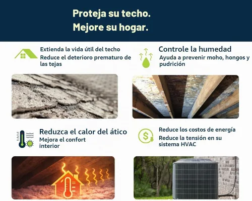 Vista 3 de Ventilador solar de ventilación 4SEASONS para ático – 400 CFM de flujo de aire, hasta 500 pies cuadrados, panel solar de 12 W, certificado CSA A93