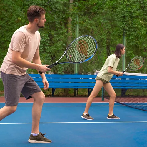 Vista 6 de Raqueta de tenis para 2 jugadores adultos, perfecta para principiantes y jugadores profesionales, raqueta de tenis de velocidad de 27", incluye