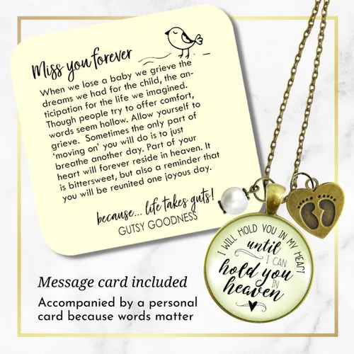 Vista 2 de Gutsy Goodness Miscarriage Necklace Comforting Sentimental Handmade Jewelry For Mom - Pendant, Message Card, Keepsake Gift Box