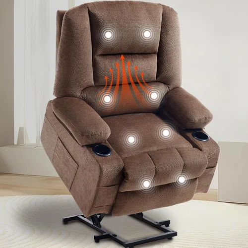 Vista 10 de Silla reclinable eléctrica para personas mayores con puerto USB, silla reclinable de masaje eléctrica con calor para adultos mayores, color azul