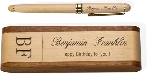 Vista 8 de Juego de bolígrafos y estuches de madera personalizados, bolígrafo de madera natural, regalo de cumpleaños/Navidad/graduación