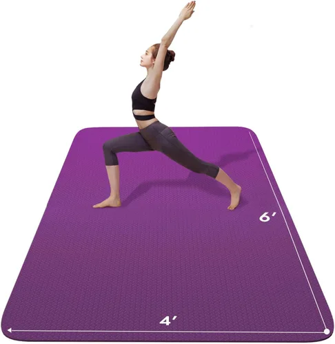Vista 9 de FrenzyBird - Esterilla grande de yoga de 6'x 4' (72"x 48") — Esterilla de ejercicio extra ancha de 1/4" y 1/3" de 183cm x 122cm, gran esterilla