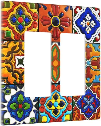 Vista 98 de Azulejos Negros Texturas Modernas Retro Marruecos 1 Gang Cubierta de Interruptor de Luz Sin Dispositivo Placa de Pared en Blanco Decorativa Placa