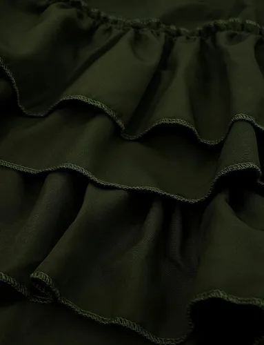 Vista 3 de FEOYA Falda gótica steampunk para mujer, falda renacentista alta y baja para disfraz, falda victoriana con volantes