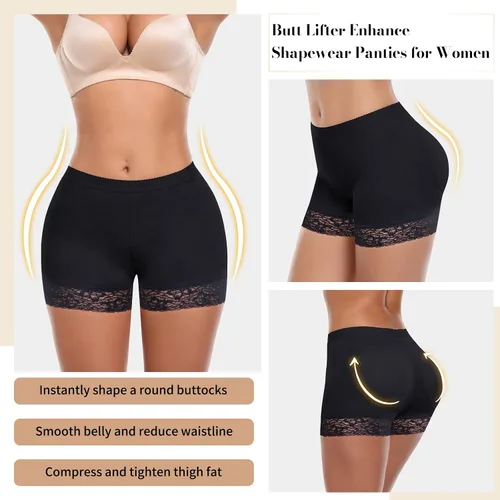Vista 2 de KIWI RATA - Bragas de encaje acolchadas para mujer, sin costura, levanta glúteos