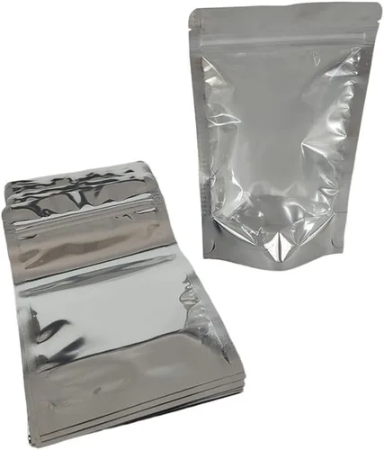 Vista 3 de Bolsas resellables de Mylar para almacenamiento de alimentos con parte delantera transparente, bolsas gruesas reutilizables con cierre