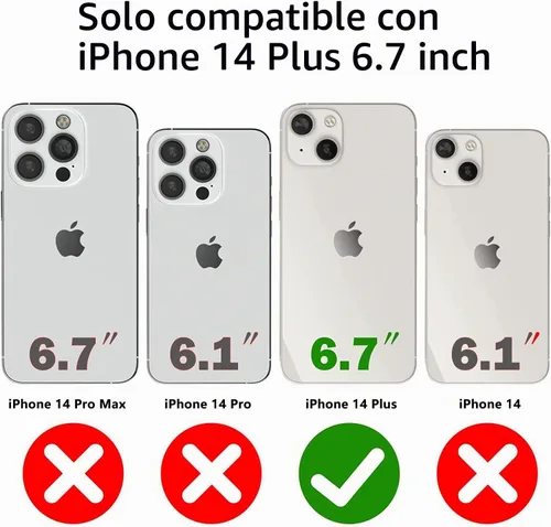 Vista 2 de Funda diseñada para iPhone 14 Plus, regalo 2 en 1, protección contra caídas de grado militar, resistente a prueba de golpes, para iPhone 14 Plus
