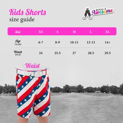 Vista 4 de Royal & Awesome - Pantalones cortos de golf para niños brillantes, divertidos y divertidos