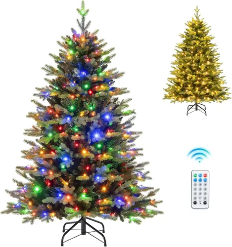 Vista 11 de COSTWAY Árbol de Navidad artificial de 5 pies con 11 modos de iluminación