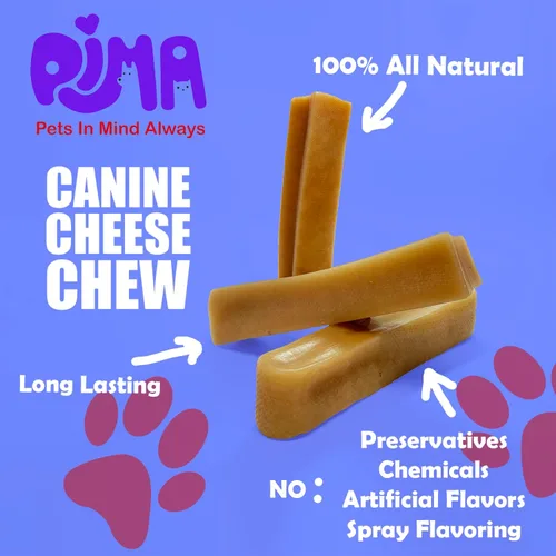 Vista 4 de PIMA - Masticables de queso canino, masticables naturales de yak para perros de 35 libras o más pequeños, sin lactosa, masticables de larga duración