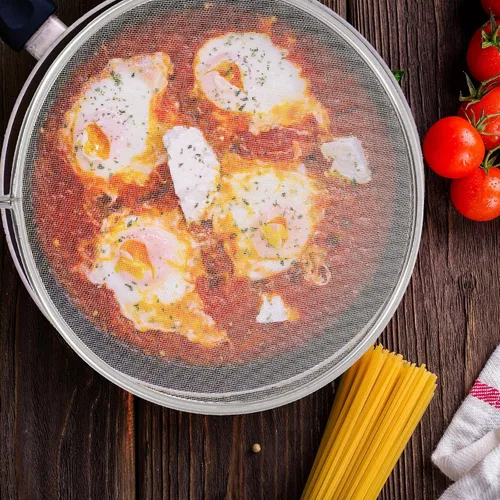 Vista 4 de 3pcs Stainless Steel Splatter Screen for Saucepan Cooking