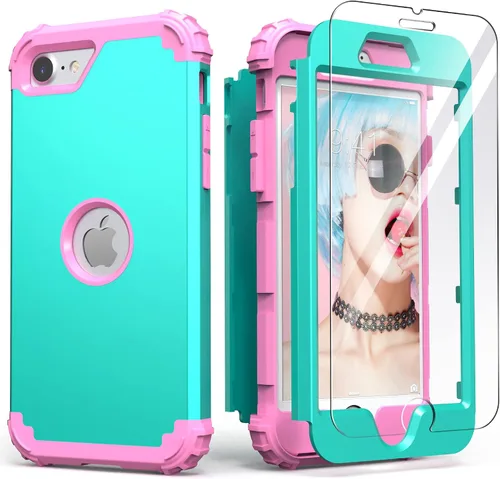 Vista 16 de IDweel Funda para iPhone SE 2020 con protector de pantalla, para iPhone SE 2022, 3 en 1, absorción de golpes, ajuste delgado, cubierta