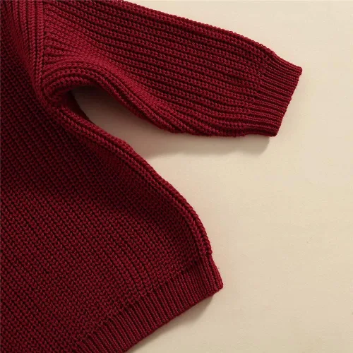 Vista 3 de Suéter de punto para bebé niña y niño, sudadera cálida con cuello redondo y manga larga para bebé