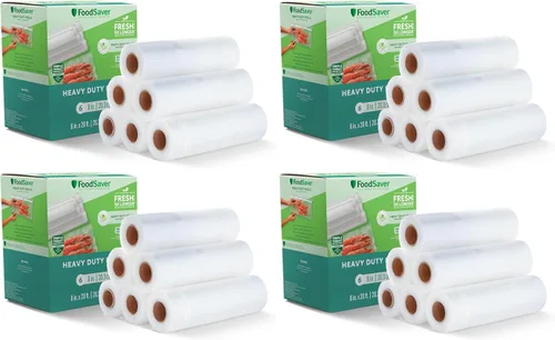 Vista 16 de FoodSaver Rollos selladores al vacío resistentes, paquete de 2 rollos XL de 11 pulgadas x 16 pies (32 pies en total), se expande a 14 pulgadas
